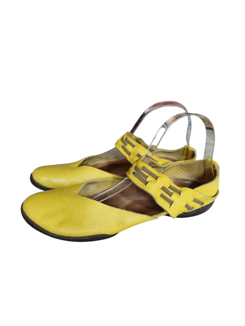 Trippen Germany Yellow Leather Flats Lagenlook Minimalist Comfort Shoes 7.5